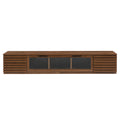 79" Checkered Natural Wood TV Stand for TVs up to 85", Media Console with L-Shaped Handles