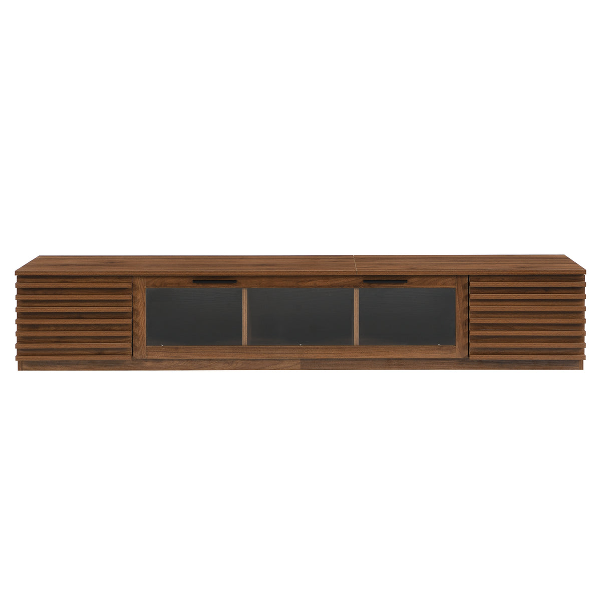 79" Checkered Natural Wood TV Stand for TVs up to 85", Media Console with L-Shaped Handles