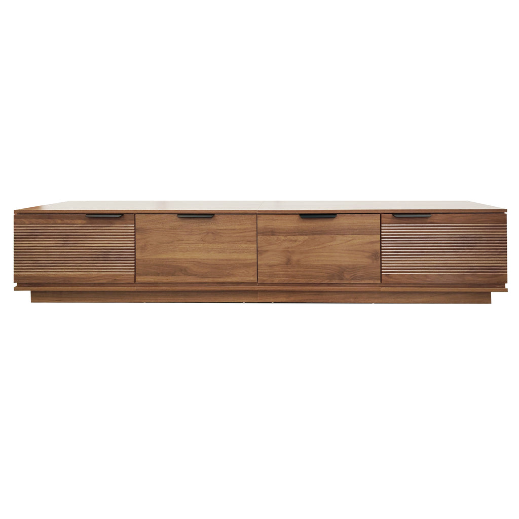 79" Modern Fluted Walnut TV Stand for TVs up to 85", Floor-Standing Media Console