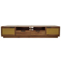 79" Modern TV Stand for TVs up to 85", Dark Brown Media Console with Storage Cabinets & Open Shelving