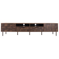 79" Mid-Century Modern TV Stand for TVs up to 85", Dark Brown Media Console with Drawers & Open Storage