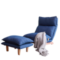 Modern Dark Blue Metal Frame Foldable Reclining Floor Chair – Lazy Leisure Sofa for Balcony or Bedroom