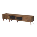 76" Modern Fluted Glass TV Stand for TVs up to 85", Wood Media Console