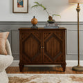 34" Mid-Century Modern Walnut Sideboard Buffet Cabinet with Geometric Accent Doors