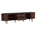 70" Mid-Century Modern TV Stand for TVs up to 80", Dark Brown Media Console with Tambour Doors & Power Outlet