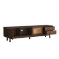71" Mid-Century Modern TV Stand for TVs up to 80", Media Console with Rattan Sliding Doors