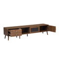 76" Modern Fluted Glass TV Stand for TVs up to 85", Wood Media Console
