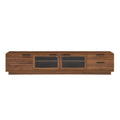 87" Modern Rattan TV Stand with App-Controlled LED Lights, Media Console for TVs up to 90"