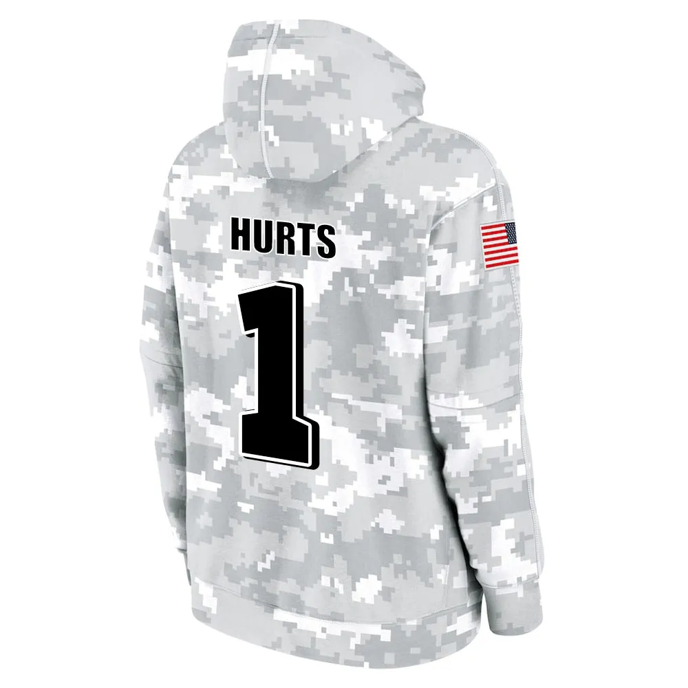 #1 Hurts Salute to Players Hoodie Philadelphia Eagles Fashion Fan Hoodies Fall Fleece Tops American Football Fan Gifts