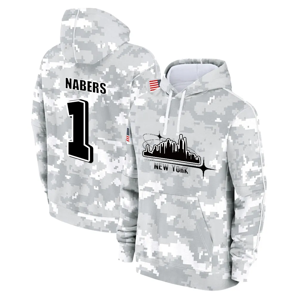 #1 Nabers Salute to Players Hoodie New York Giants Fashion Fan Hoodies Fall Fleece Tops American Football Fan Gifts