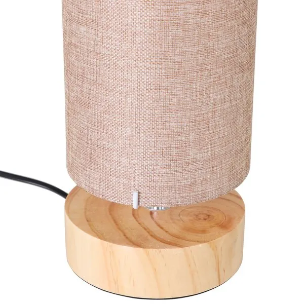 120H Cm Wooden Base Floor Lamp Standing W/Linen Fabric - Cream White