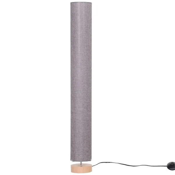 120H Cm Wooden Base Floor Lamp W/Linen Fabric - Grey