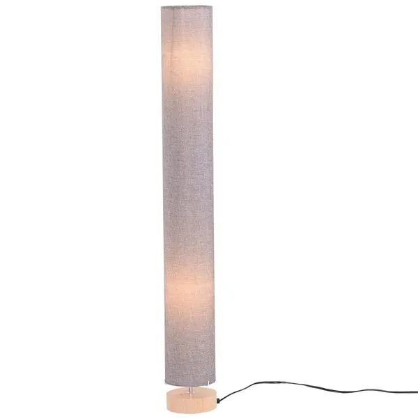 120H Cm Wooden Base Floor Lamp W/Linen Fabric - Grey