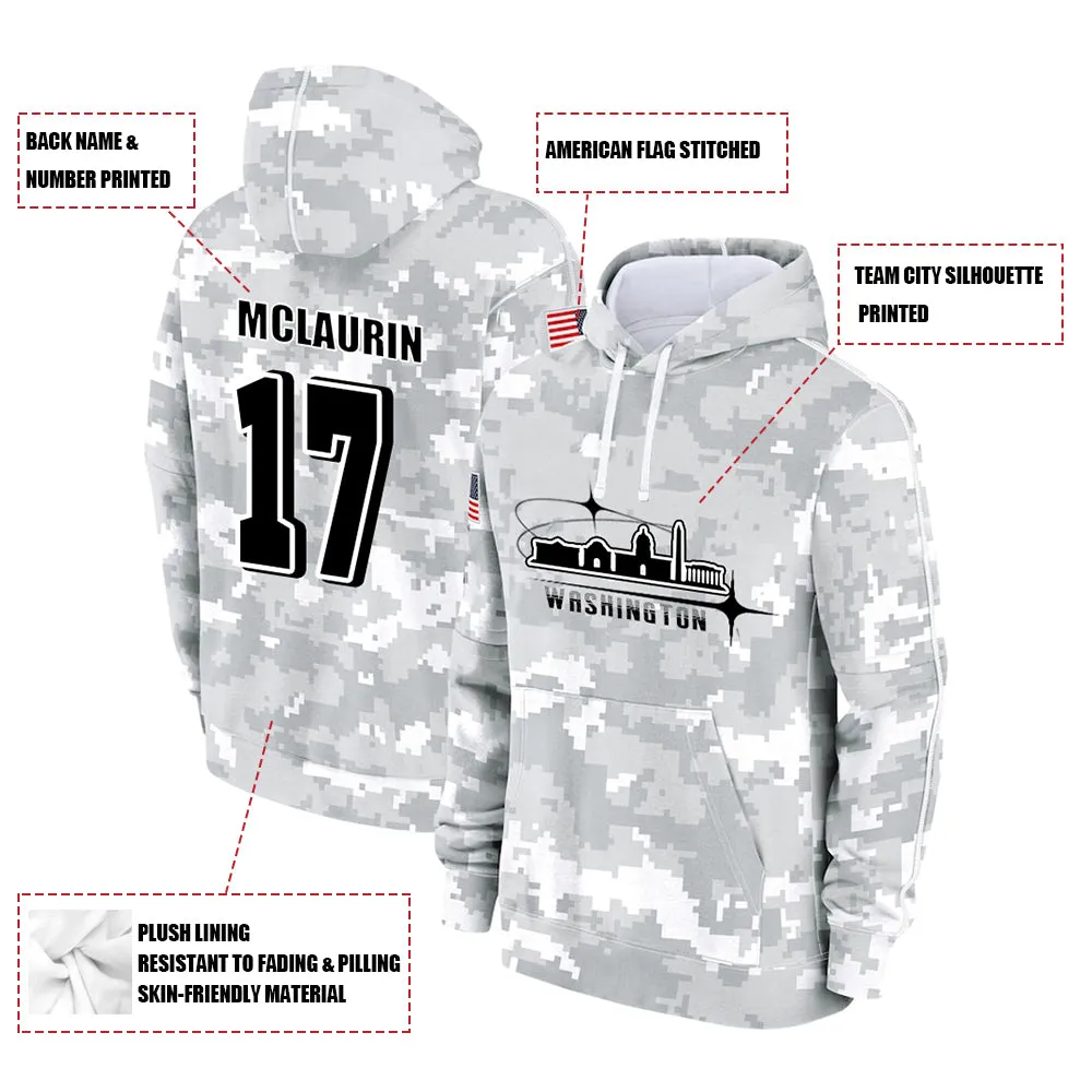 #17 McLaurin Salute to Players Hoodie Washington Commanders Fashion Fan Hoodies Fall Fleece Tops American Football Fan Gifts