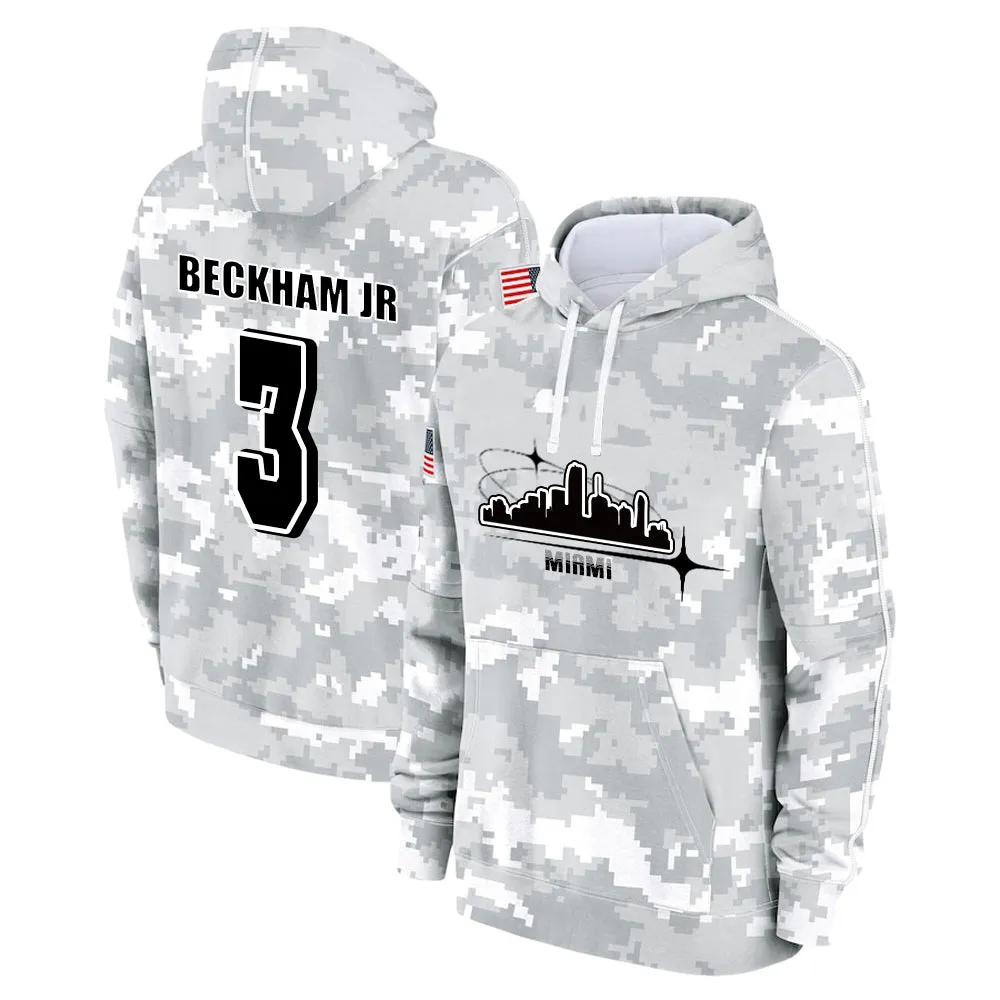 #3 Beckham Jr. Salute to Players Hoodie Miami Dolphins Fashion Fan Hoodies Fall Fleece Tops American Football Fan Gifts