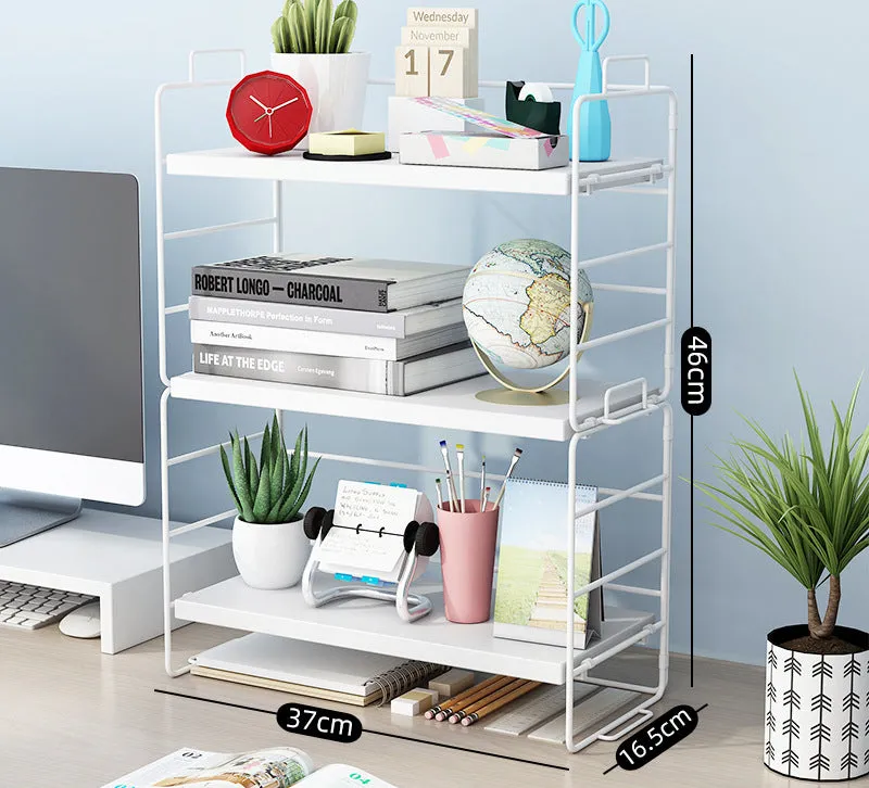 3-Tier Steel Wood Countertop Shelf Standing Rack-White