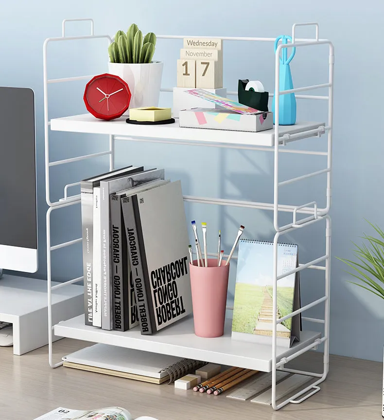 3-Tier Steel Wood Countertop Shelf Standing Rack-White