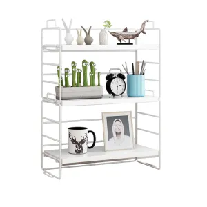 3-Tier Steel Wood Countertop Shelf Standing Rack-White