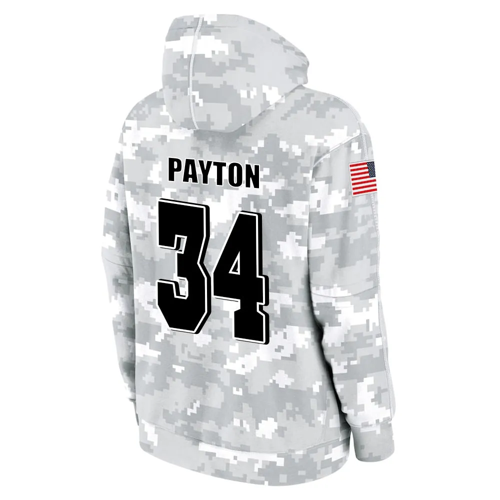 #34 Payton Salute to Players Hoodie Chicago Bears Fashion Fan Hoodies Fall Fleece Tops American Football Fan Gifts