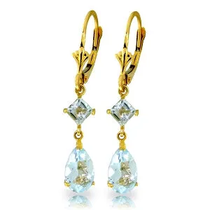 4.5 Carat 14K Solid Yellow Gold Beaute Aquamarine Earrings