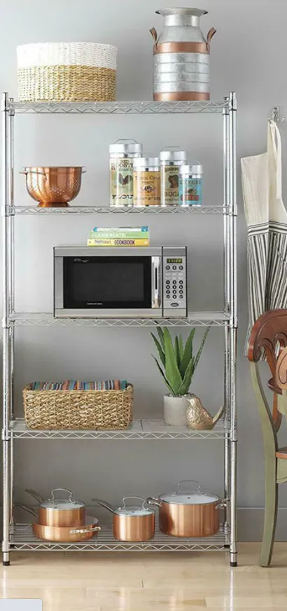 5 Layers Wire Shelves Unit Adjustable Metal Shelf Rack Kitchen Storage Organizer