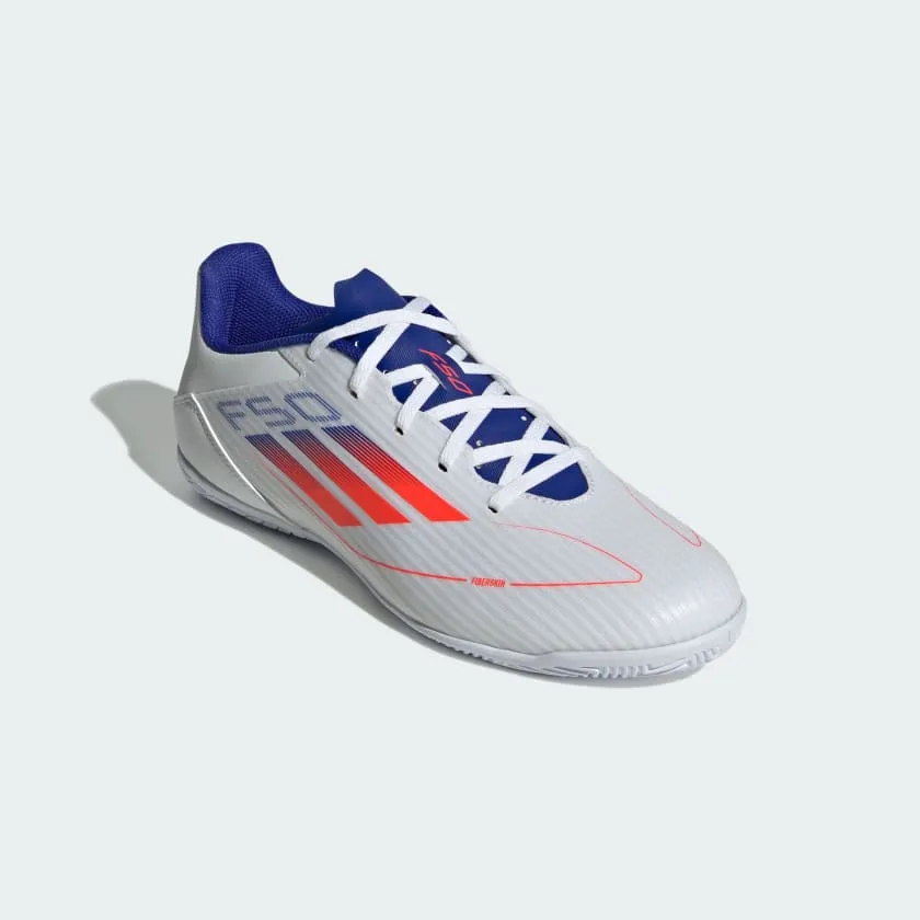 ADIDAS KID'S  F50 CLUB WHITE/BLUE FOOTBALL SHOES