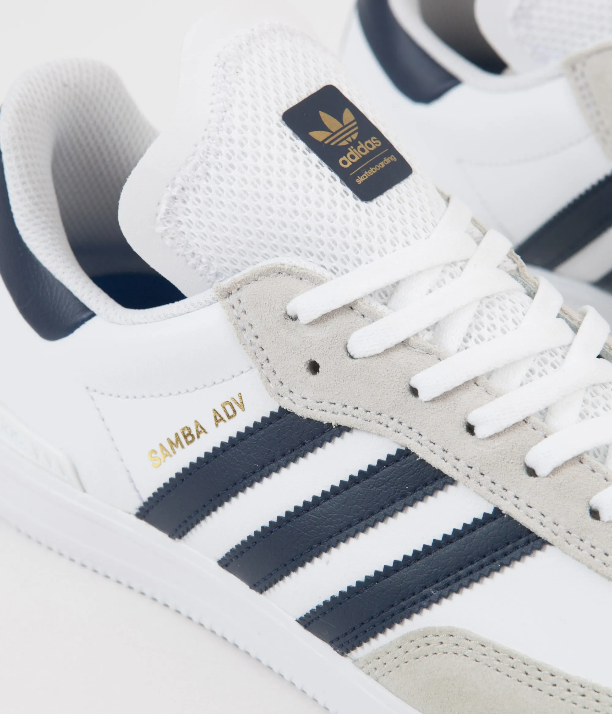 Adidas Samba ADV Shoes - White / Collegiate Navy / Gold Metallic