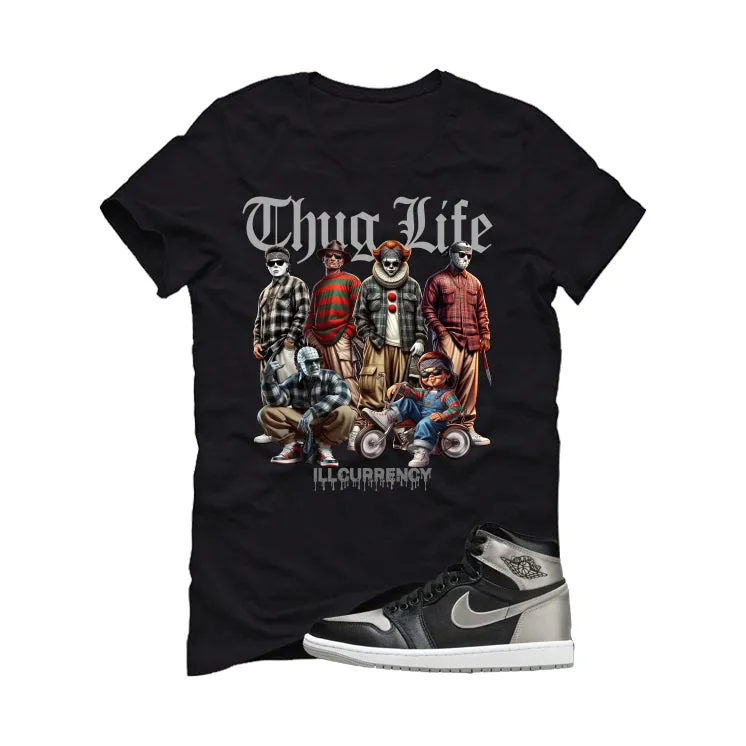 Air Jordan 1 High OG WMNS Satin Shadow Black T-Shirt (Thug Life Halloween)| illcurrency