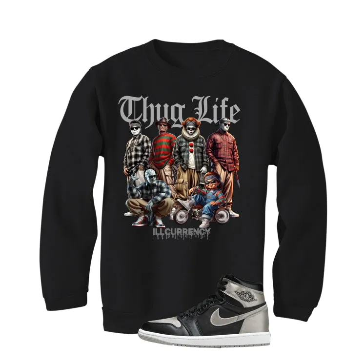 Air Jordan 1 High OG WMNS Satin Shadow Black T-Shirt (Thug Life Halloween)| illcurrency