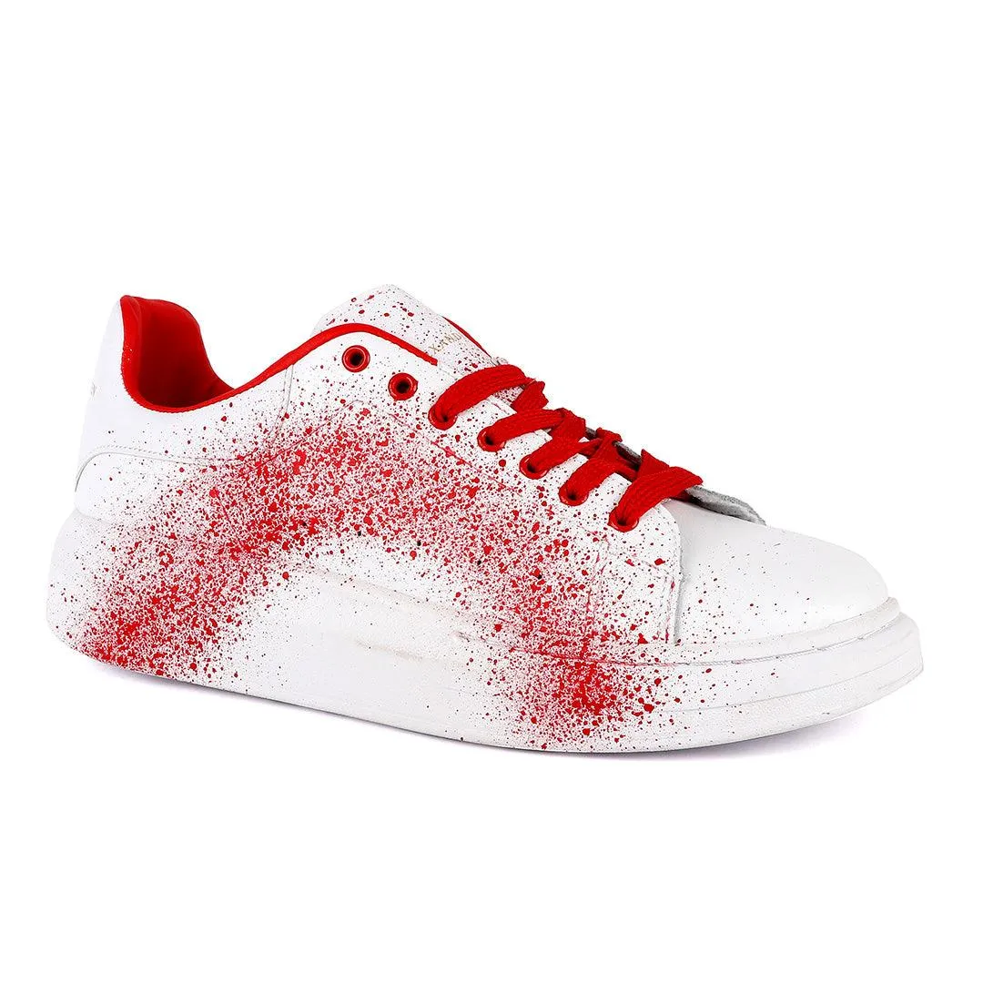 ALEXANDER MCQUEEN Chunky Red Spray Paint White Sneakers