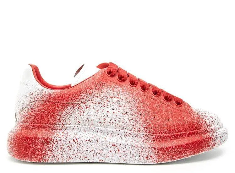 ALEXANDER MCQUEEN Chunky Red Spray Paint White Sneakers