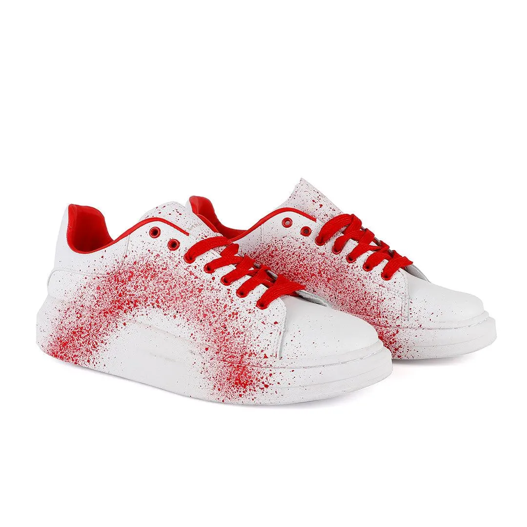 ALEXANDER MCQUEEN Chunky Red Spray Paint White Sneakers