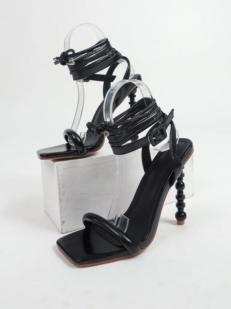 Amozae-Lace-up Buckle Stiletto Heels