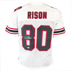 Andre Rison Signed Bad Moon Inscription Atlanta White Football Jersey (Beckett)