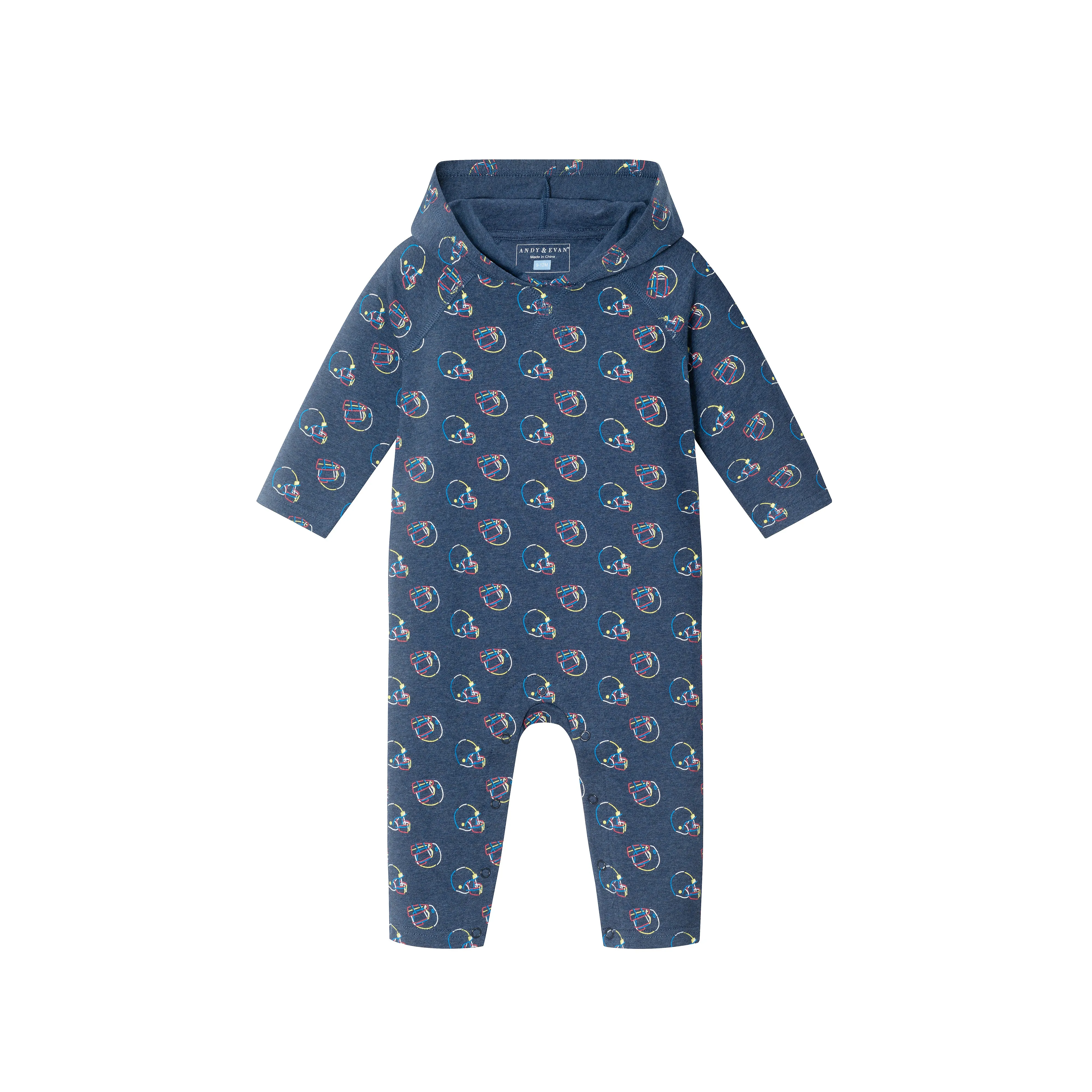 Andy & Evan Navy Football Hooded Romper