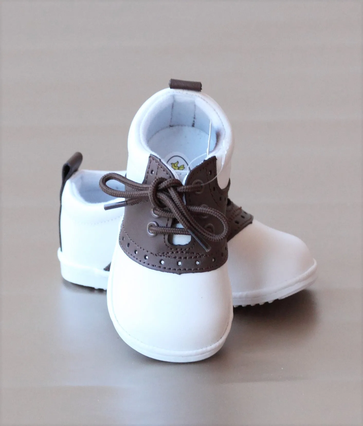 Angel Baby Boys Leather Lace Up Saddle Oxford Shoe