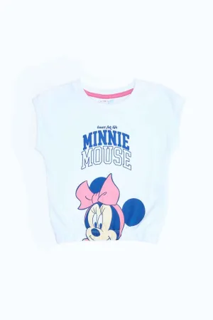 Baby Girls White Mini Mouse Printed Top