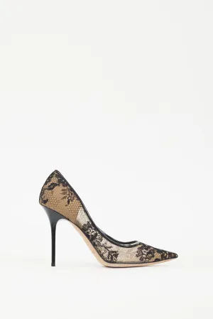 Beige & Black Lace Agnes Heel