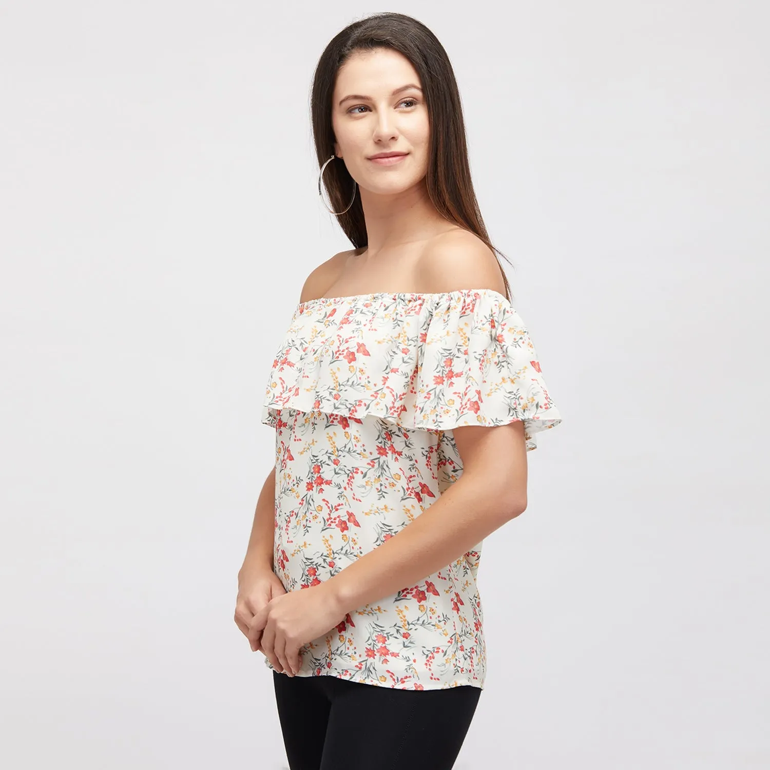 Birch Off Shoulder Pronted Top