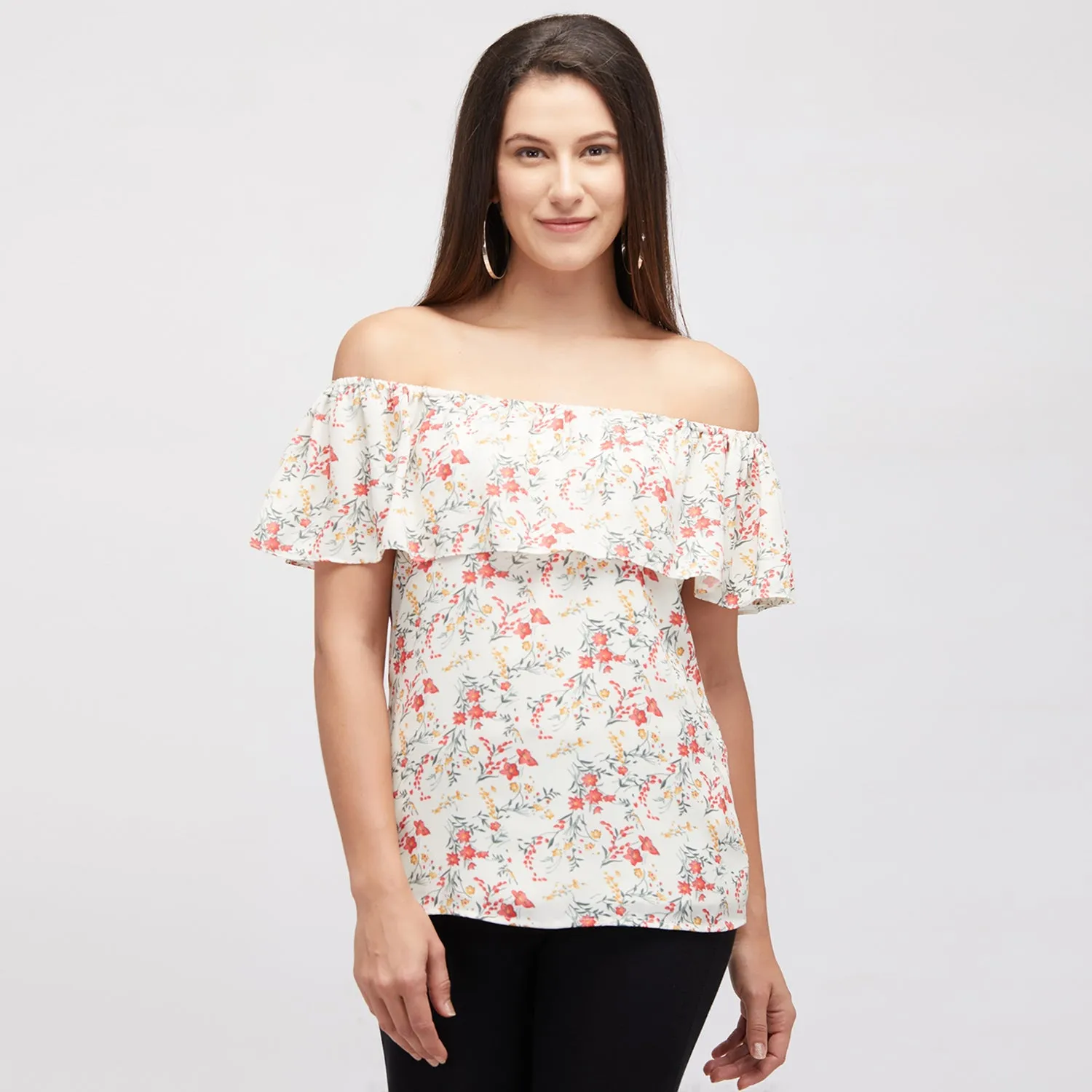 Birch Off Shoulder Pronted Top