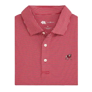 Birdie Stripe Standing Bulldog Polo - Red/White