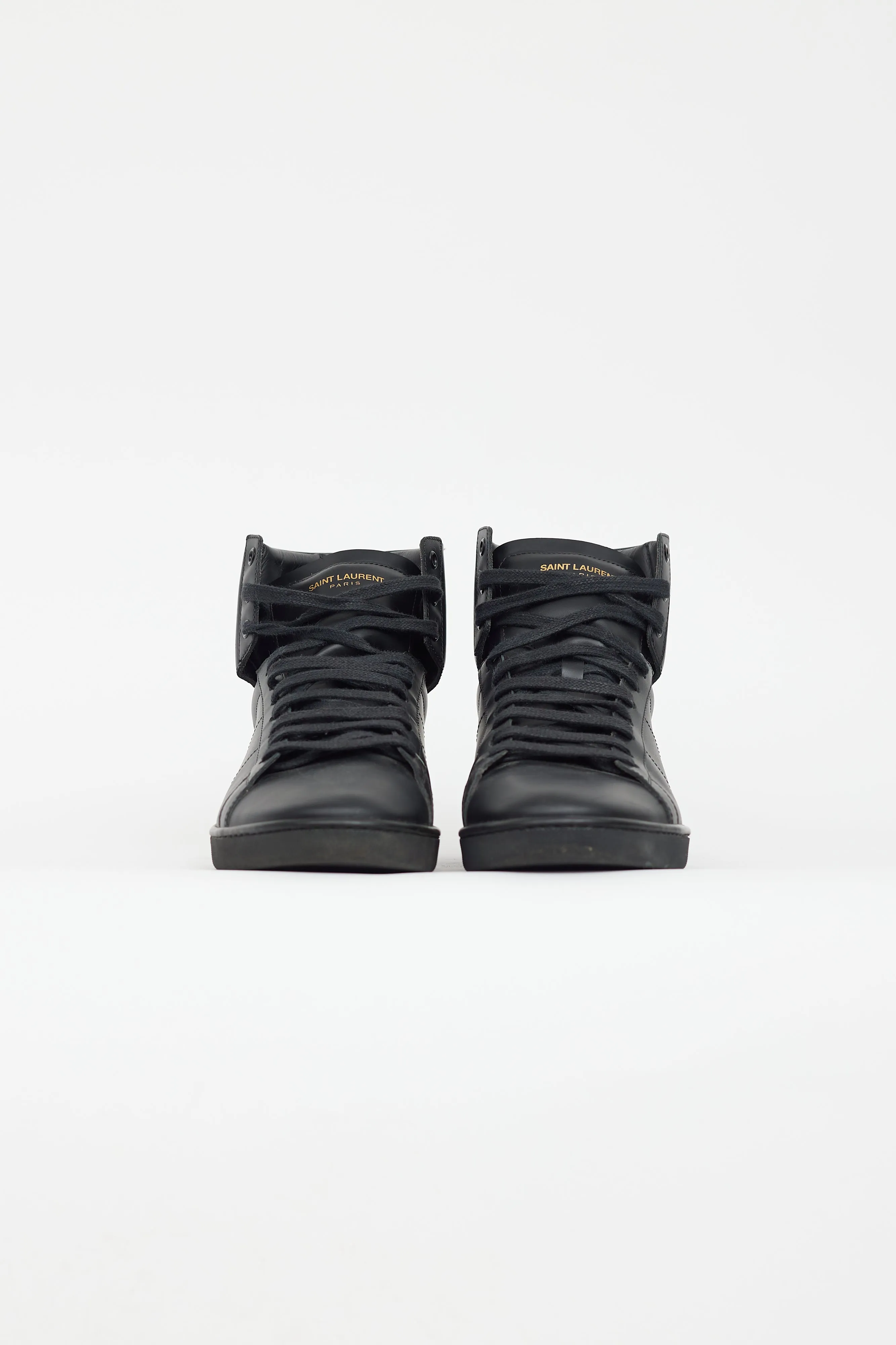 Black Leather High Top Sneaker