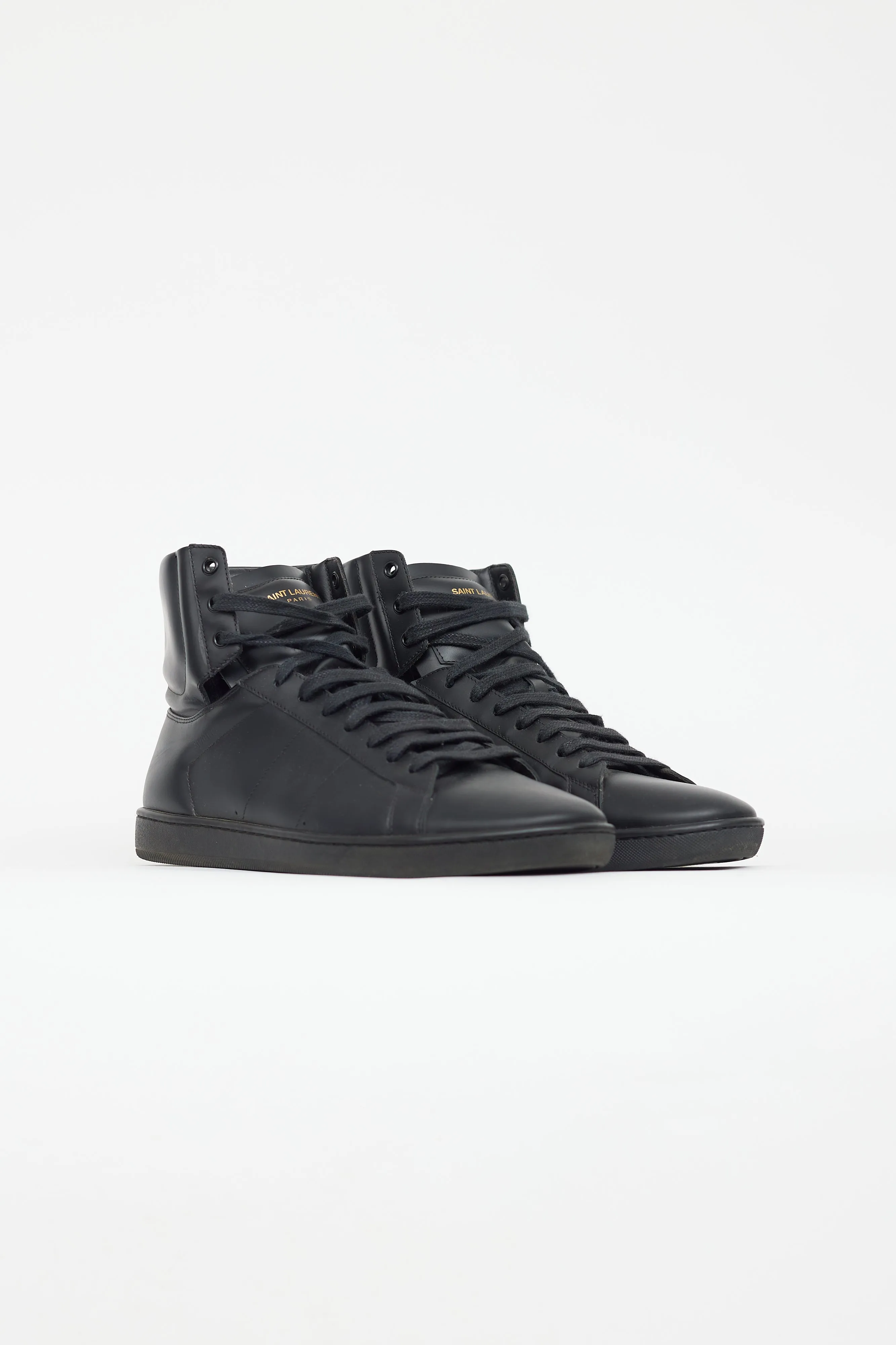 Black Leather High Top Sneaker