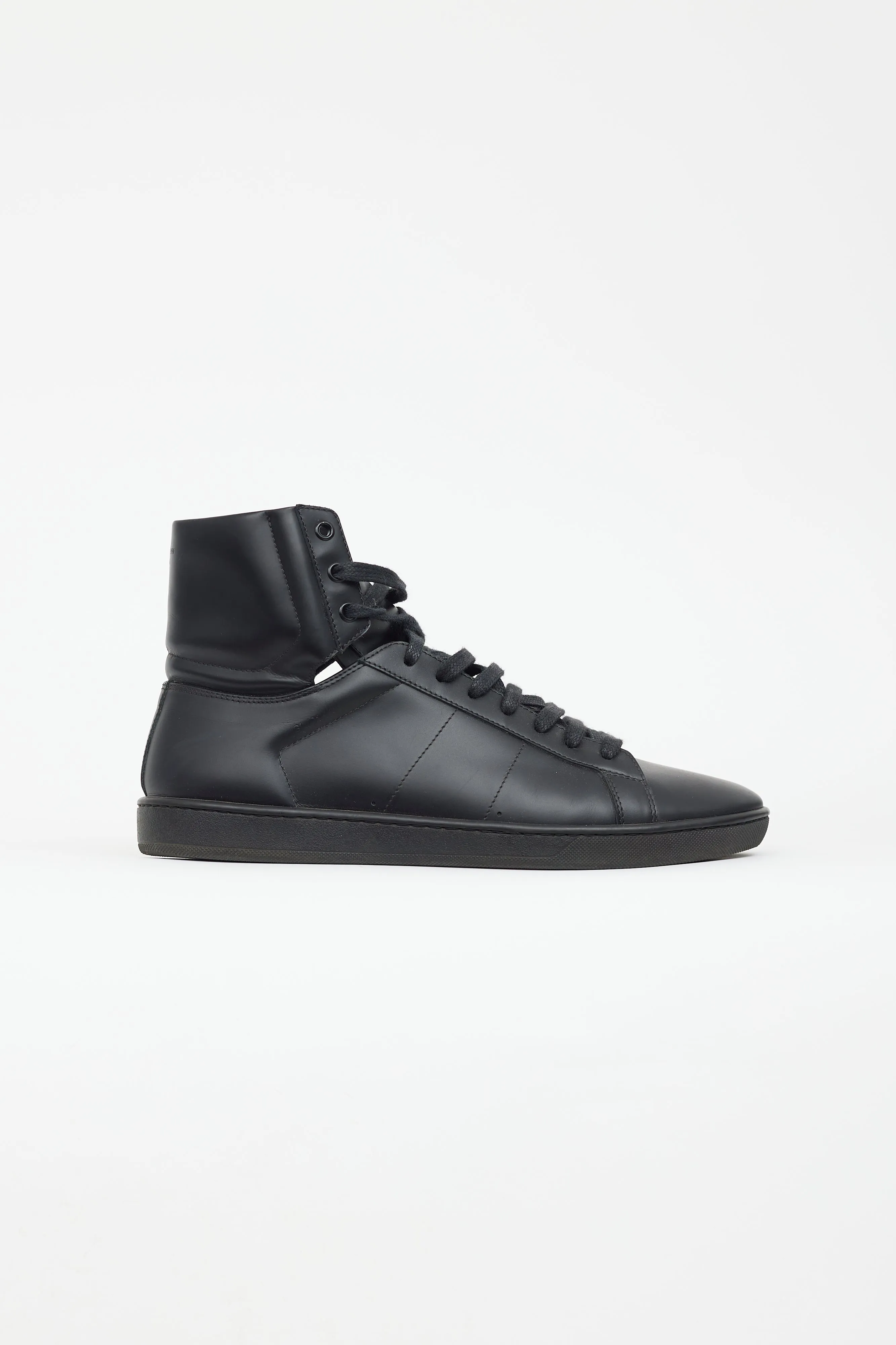 Black Leather High Top Sneaker