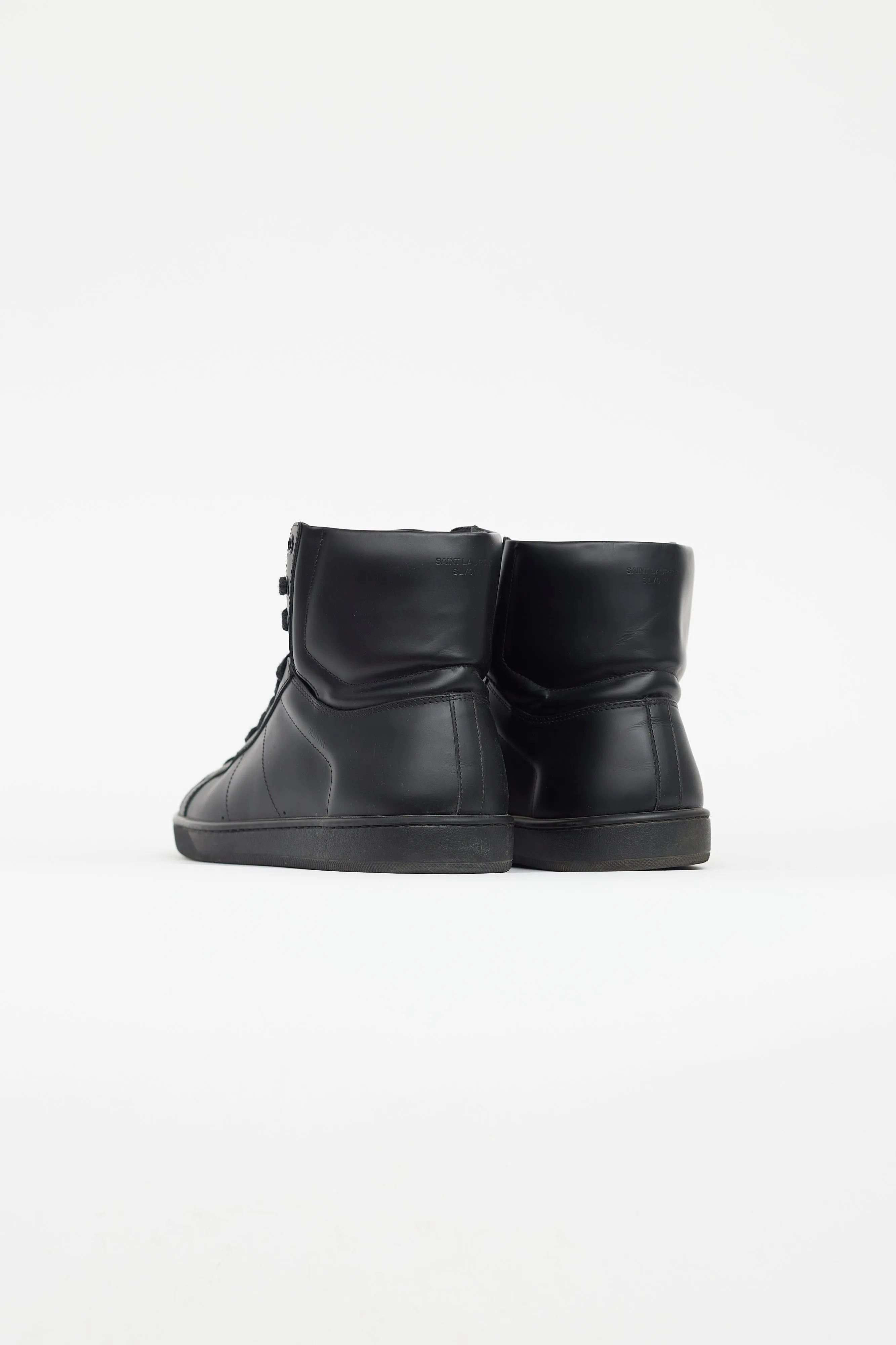 Black Leather High Top Sneaker