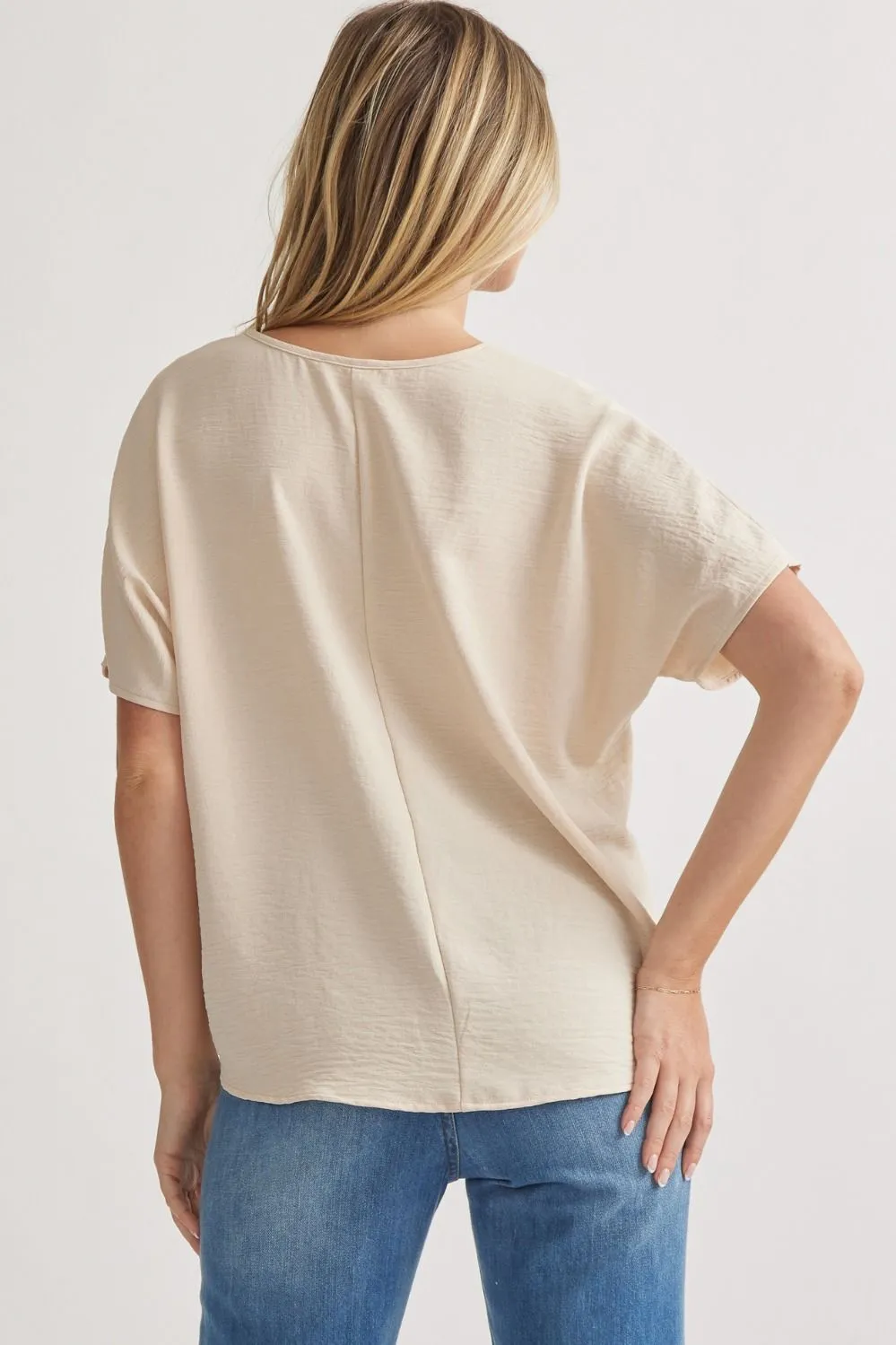 Blissful Basics V-Neck Top - Oatmeal