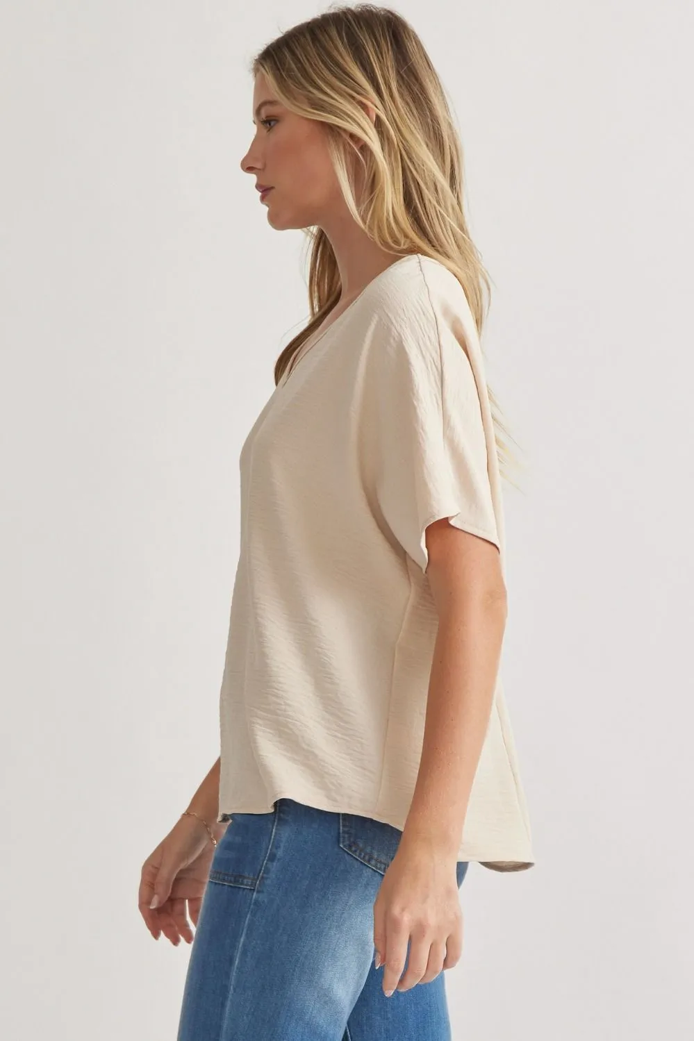 Blissful Basics V-Neck Top - Oatmeal