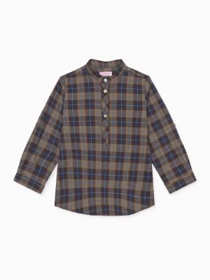 Blue Check Mateo Long Sleeve Boy Shirt