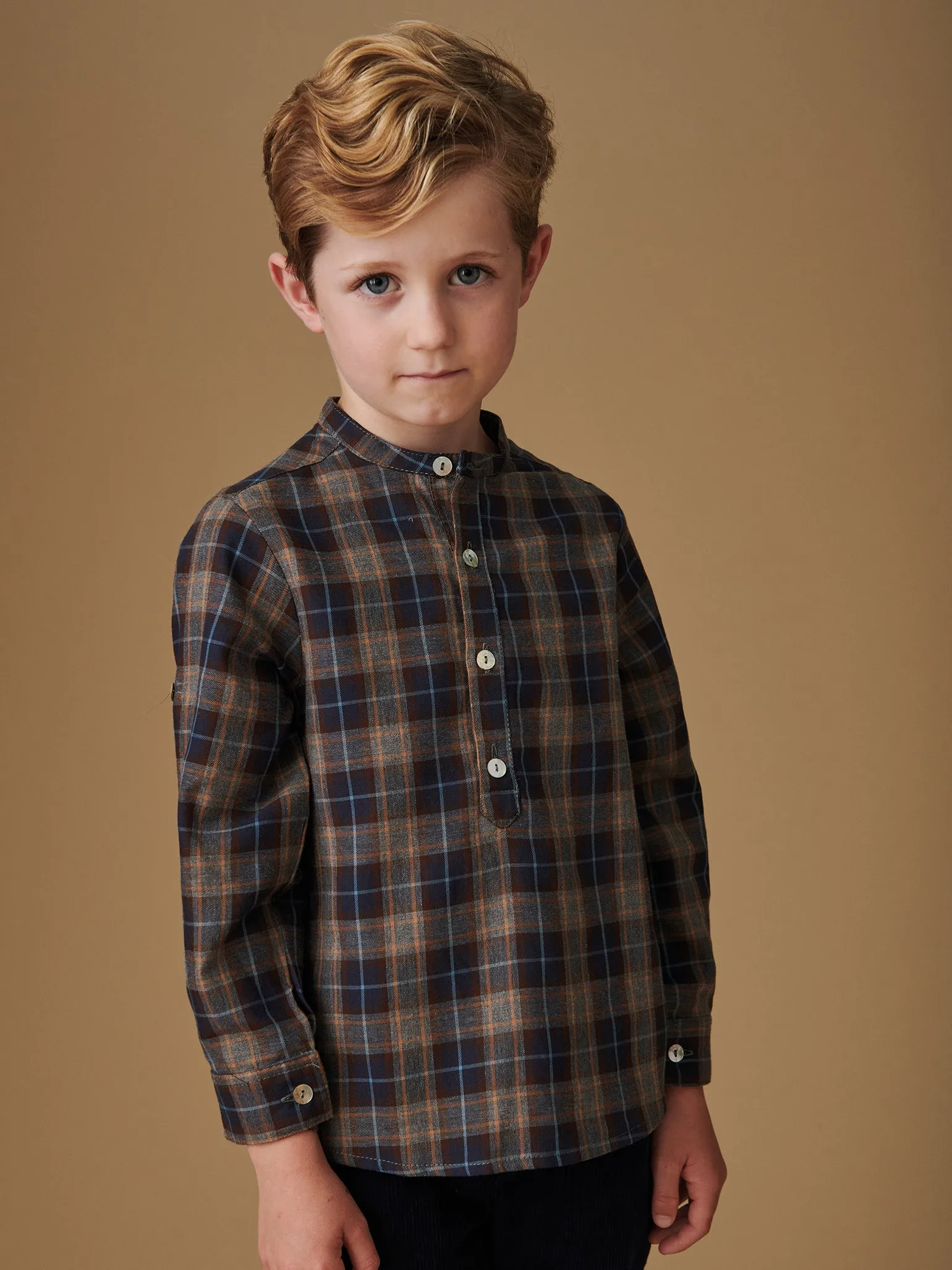 Blue Check Mateo Long Sleeve Boy Shirt