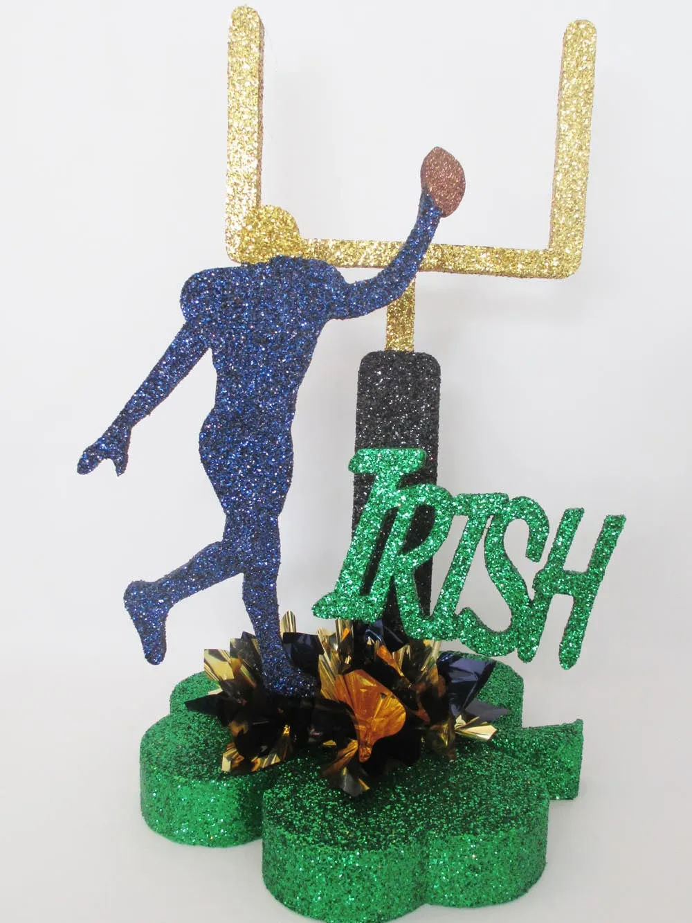 Blue, Gold, Green football player centerpiece